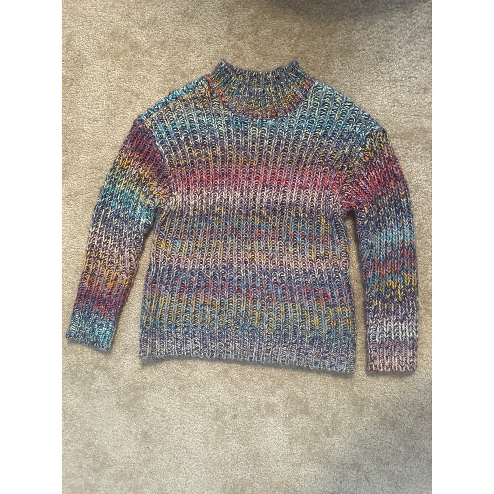 RD Style Womens Multi Color Space Dye Chunky Knit Mock Neck Sweater Small